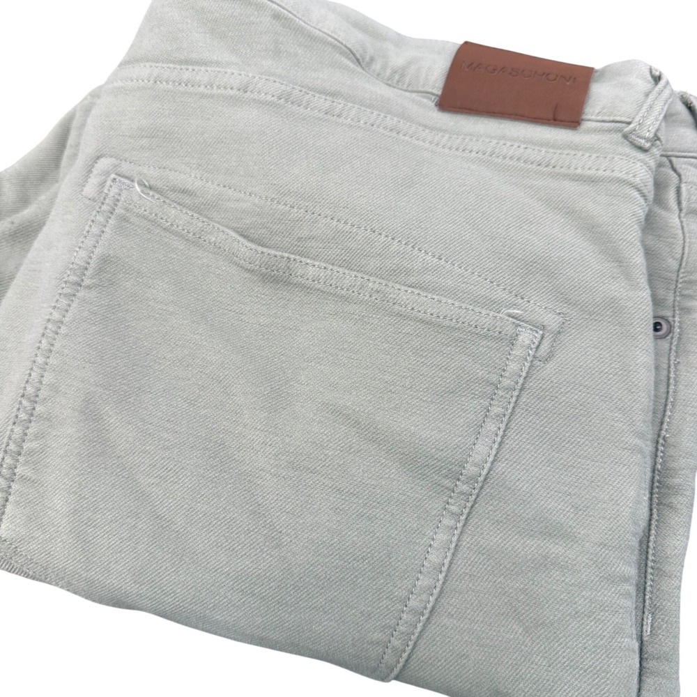 Magaschoni Mens‎ Sage Green Rayon Blend 5-Pocket Pants Size 36 Stretch Twill
